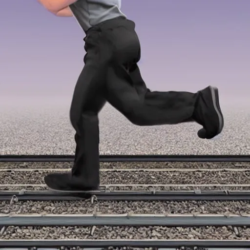 Image similar to train with human face and legs, hyper realistic