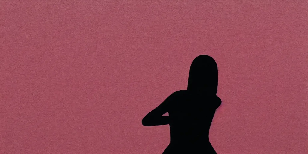 Image similar to detailed painting of a pink silhouette of a person on a white background