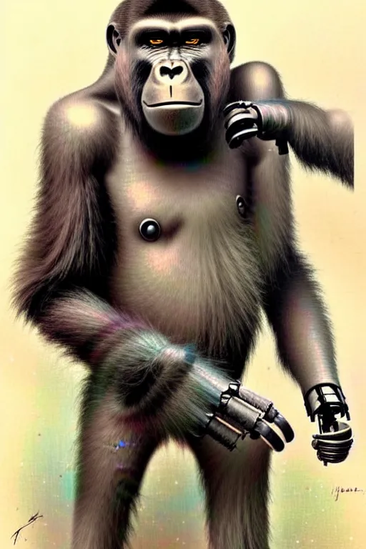 Image similar to (((((1950s retro robot gorilla. muted colors.))))) by Jean-Baptiste Monge !!!!!!!!!!!!!!!!!!!!!!!!!!!!!!