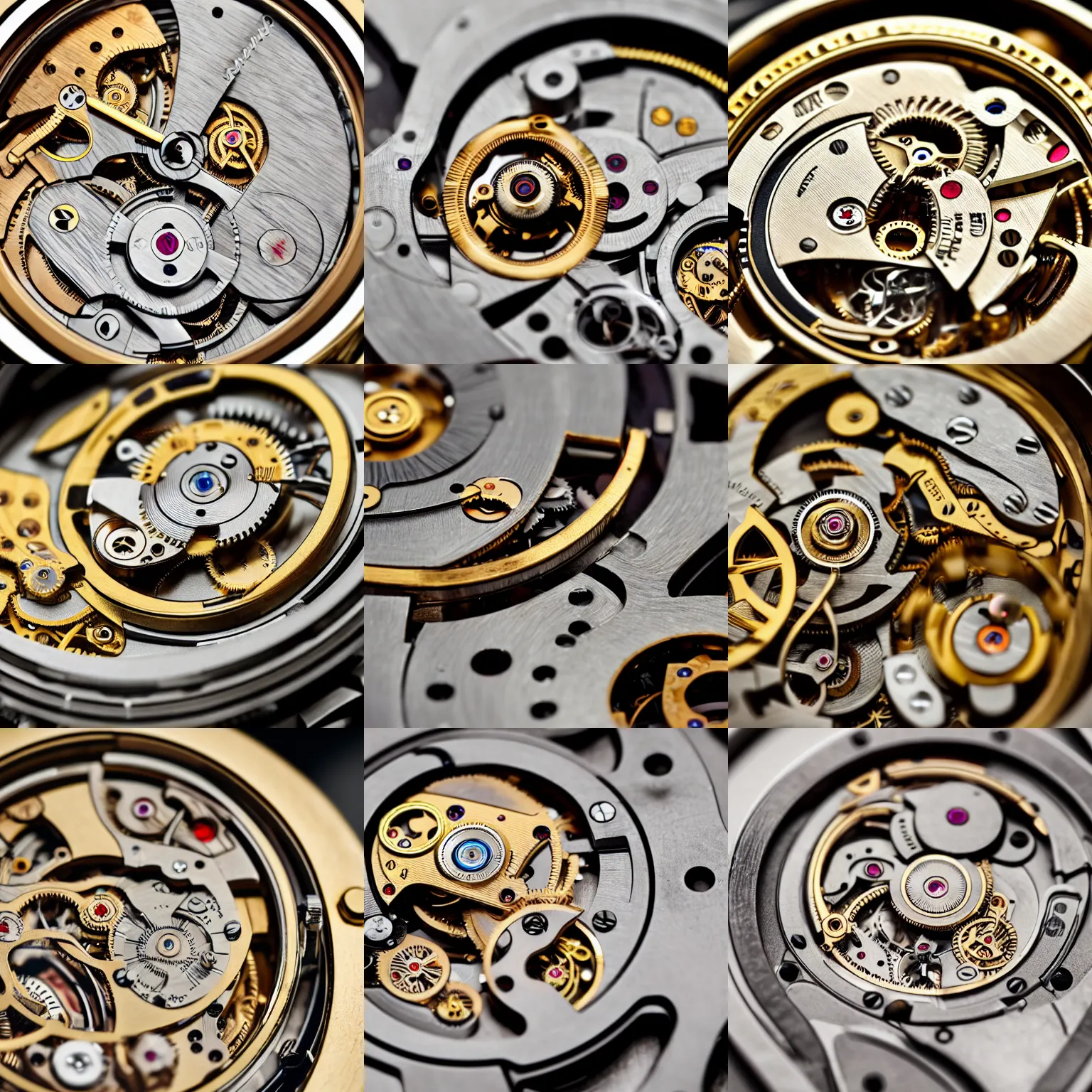 Prompt: intricate swiss watch mechanism, macro photography, leica, golden cogs, wheels, mechanism