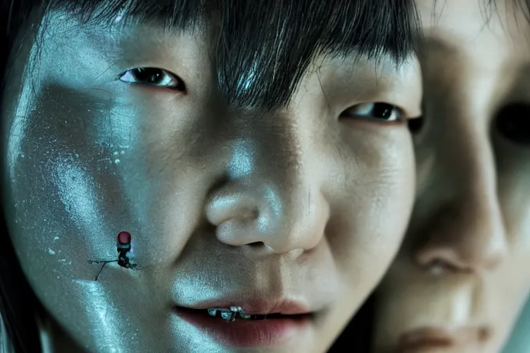 Image similar to portrait of a beautiful Korean cyborg By Emmanuel Lubezki