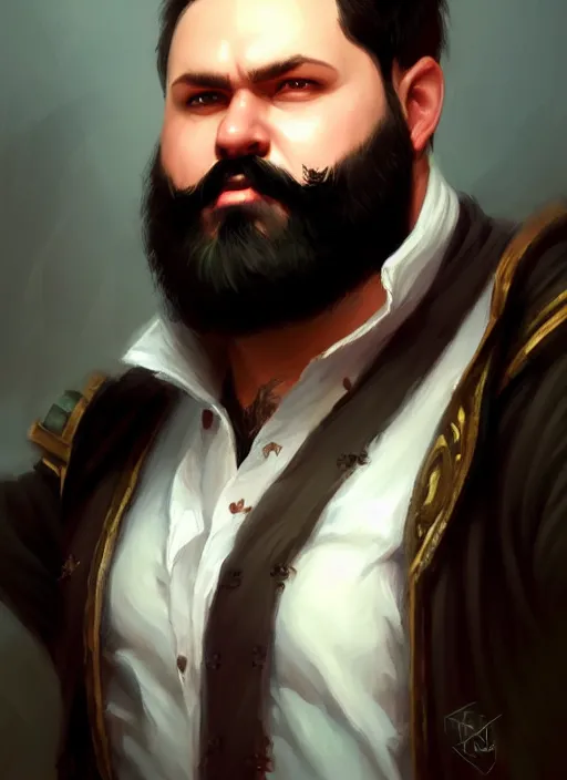 Image similar to a _ fantasy _ style _ portrait _ painting _ of white male short black hair chubby disconnected beard, rpg dnd oil _ painting _ unreal _ 5 _ daz. _ rpg _ portrait _ extremely _ detailed _ artgerm _ greg _ rutkowski _ greg