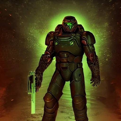 Image similar to doomguy rom doom 3, photography