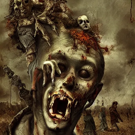 Prompt: “ decaying zombies from the 1 6 0 0 s, digital art, ultra realistic ”