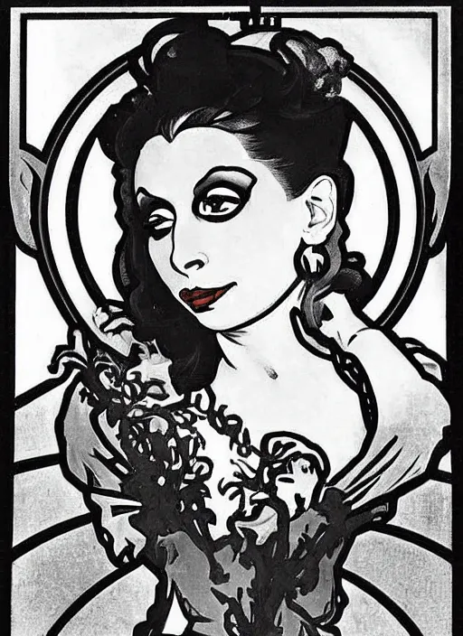 Image similar to bianca del rio painting by alphonse mucha