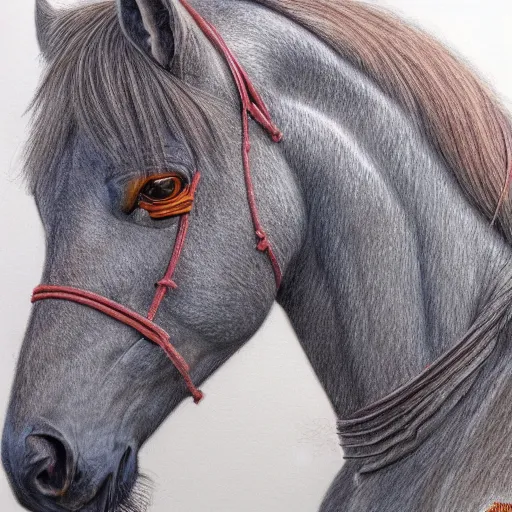 Image similar to a colored pencil drawing of an horse by natalia rojas and ana maria martinez jaramillo adonna khare and marco mazzoni and diego fazio and dirk dzimirsky, pastel color, wingspan style, highly detailed, realistic graphite, artstation, 4 k, realism, photorealism, fine art