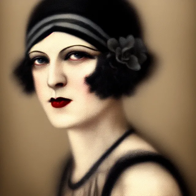 Image similar to 1 9 2 0 s woman in a flapper photo portrait, atmospheric lighting, painted, intricate, ultra detailed, well composed, best on artstation, cgsociety, epic, stunning, gorgeous, intricate detail, wow, masterpiece
