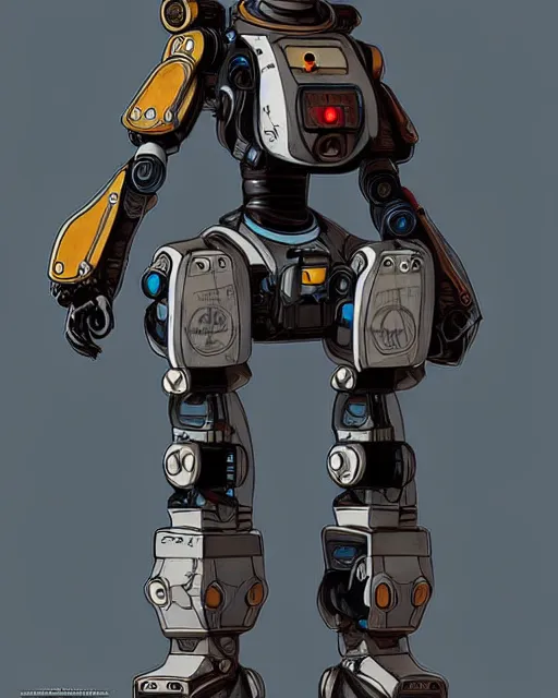 Image similar to pathfinder robot from apex legends character portrait, portrait, concept art, intricate details, highly detailed, vintage sci - fi