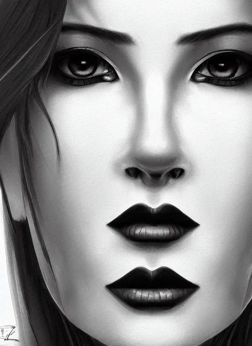 Image similar to up close portrait of a beautiful woman in black and white, art by diego fazio and diegoKoi and oscar Ukono, concept art, sharp focus, artgerm, 8k highly detailed