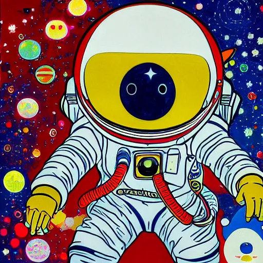 Image similar to astronaut painting by takashi murakami