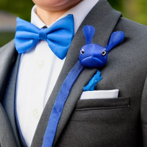 Image similar to blue salamander in a grey tuxedo and a bowtie character icon