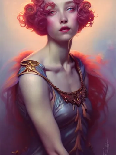 Image similar to the fairy queen on her throne, by james jean, charlie bowater, tom bagshaw, nikolay makovsky : : portrait, character design, illustration, hyperrealism, photorealism, digital art, concept art, fantasy, whimsy, weta, wlop, artstation