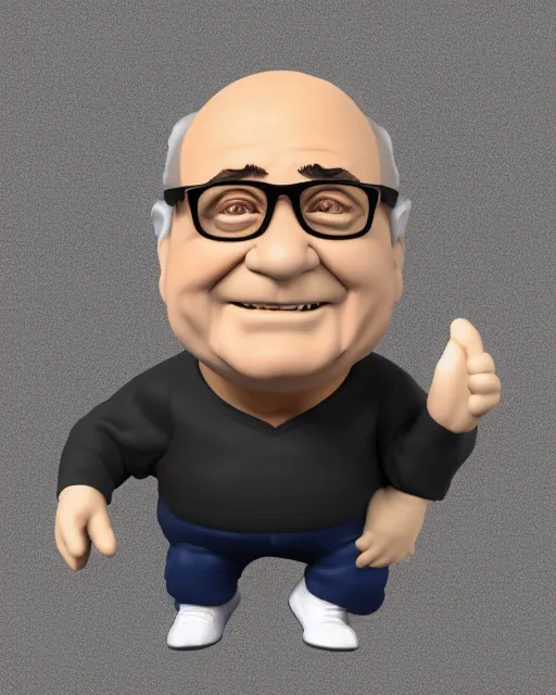 Image similar to full body 3 d render of danny devito as a funko pop, studio lighting, white background, blender, trending on artstation, 8 k, highly detailed