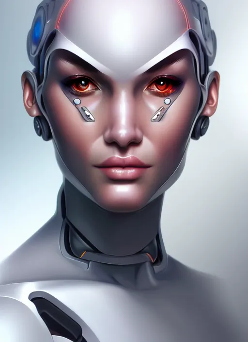 Prompt: portrait of a cyborg woman by Artgerm, face in profile +3000, eyes closed , biomechanical, hyper detailled, trending on artstation