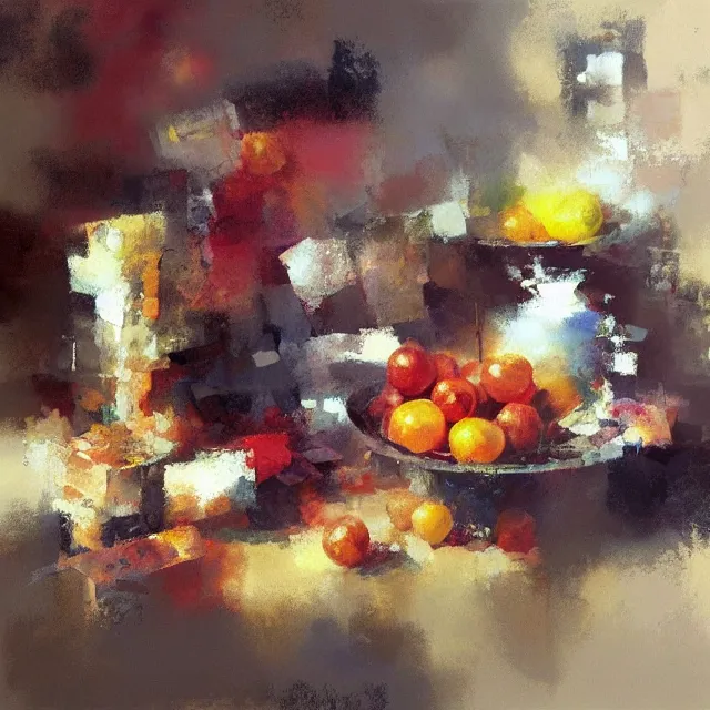 Image similar to an abstract still life painting by Craig Mullins