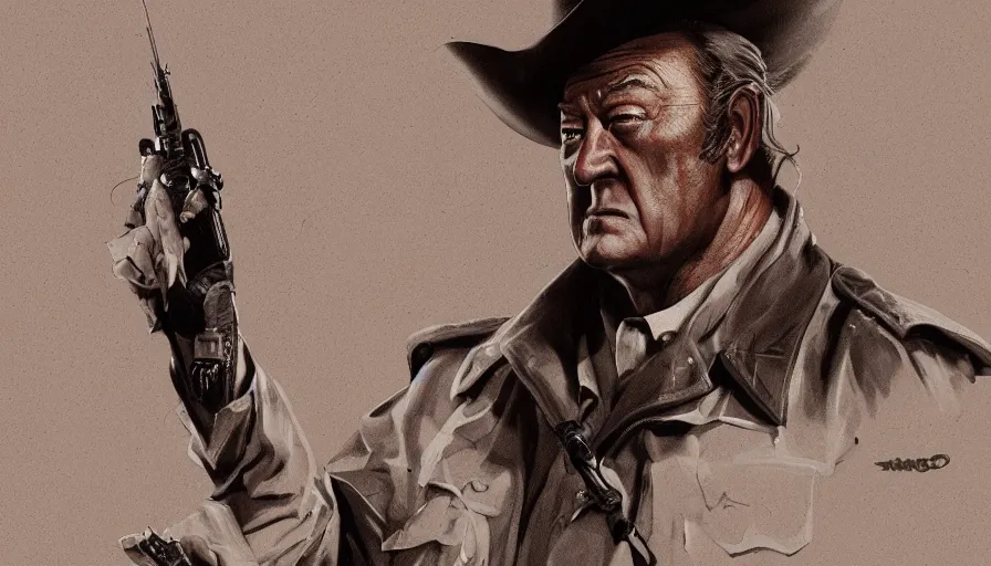 Image similar to John Wayne is Kingpin, hyperdetailed, artstation, cgsociety, 8k