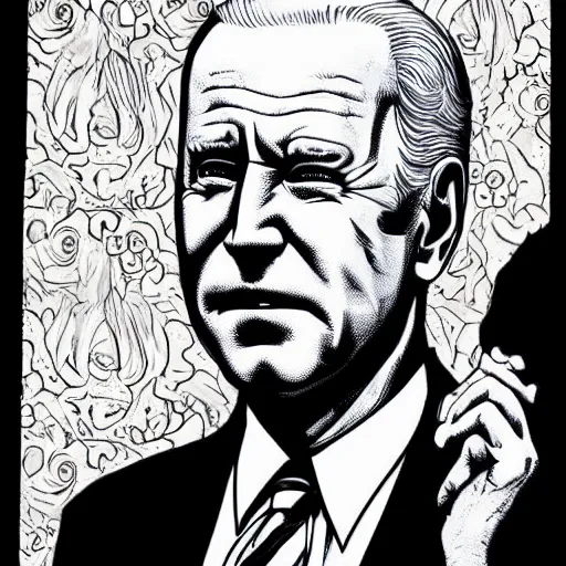 Prompt: Creepy Joe Biden by Junji Ito, horror manga