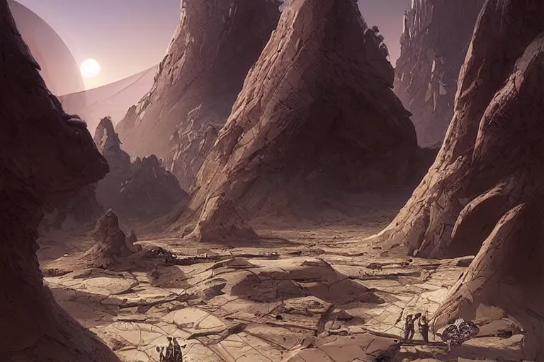 Image similar to a monastery on mars, stunning landscape, by stephan martiniere