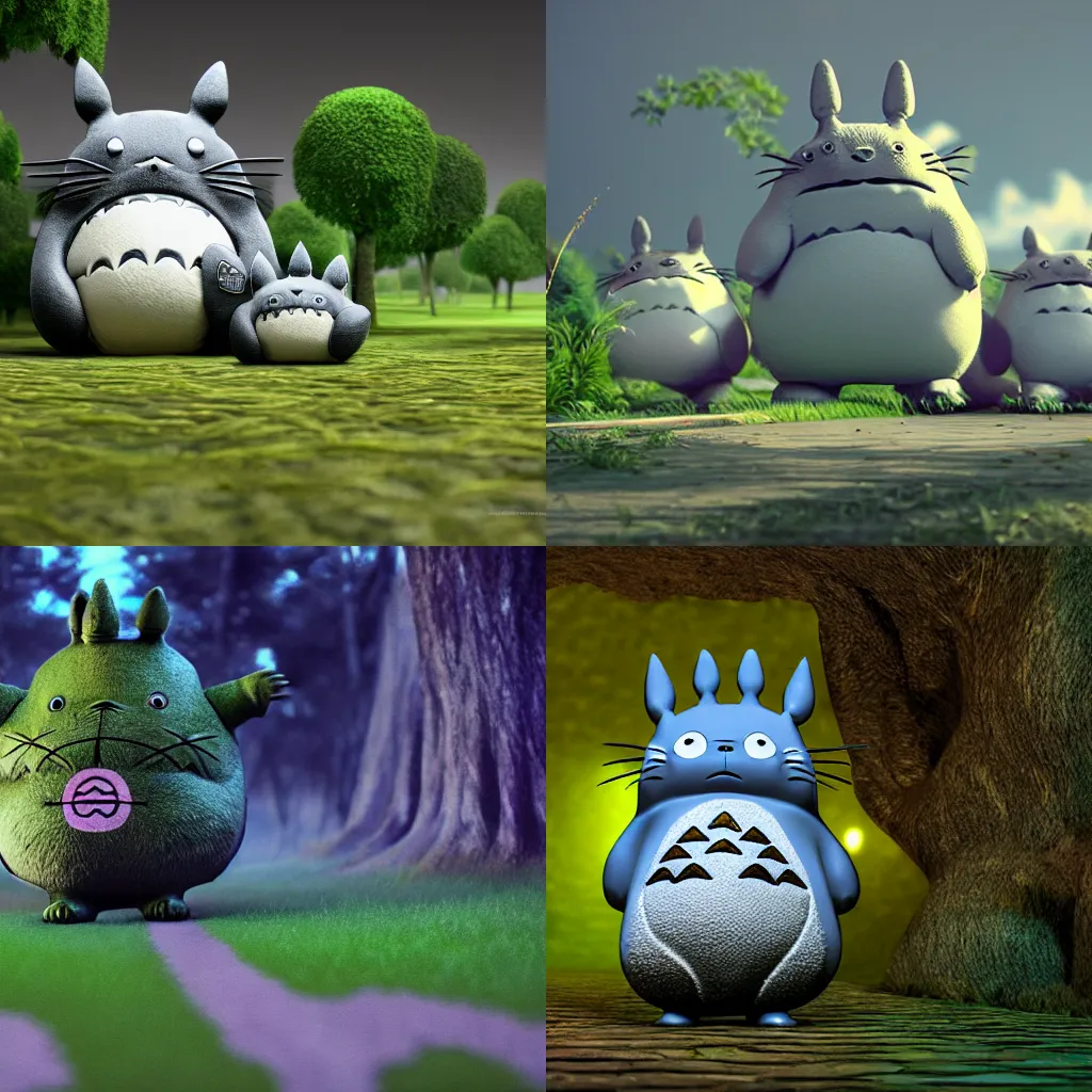 Prompt: LSD Totoro unreal engine octane render hyper realistic