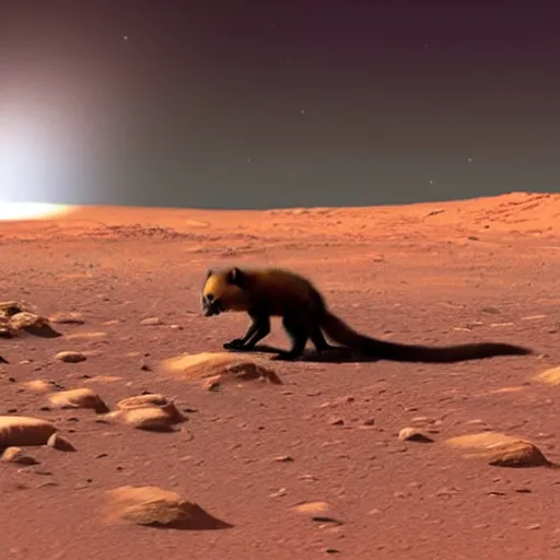 Image similar to a marten astronaut exploring the surface of mars