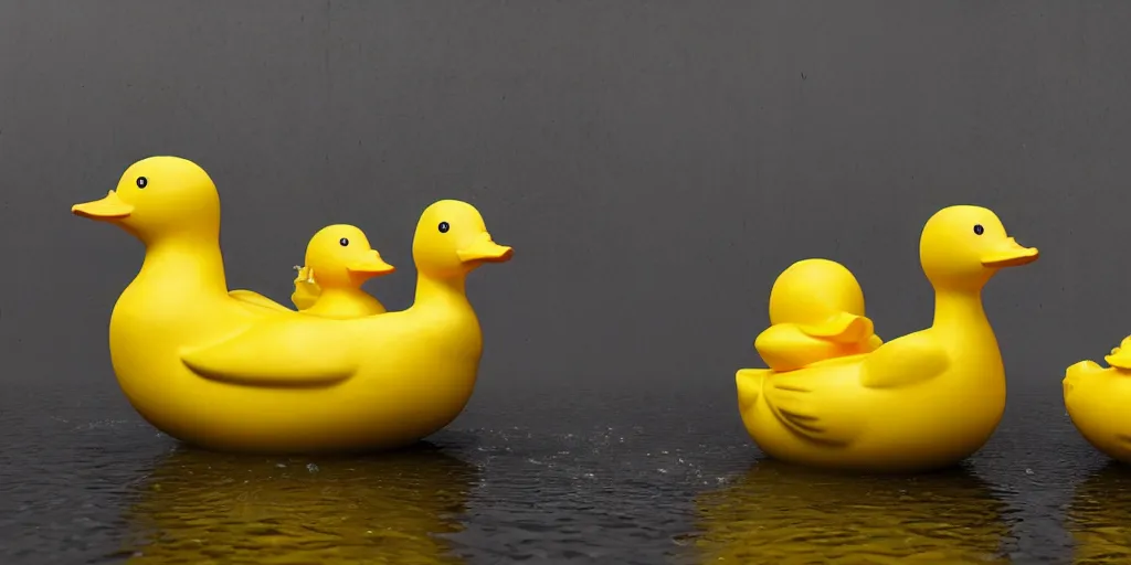 Image similar to An Epic yellow rubber duck bathtub battle, realistic 4k octane beautifully detailed render, 4k post-processing, highly detailed, intricate complexity, epic composition, magical atmosphere, cinematic lighting, masterpiece, ultra hd