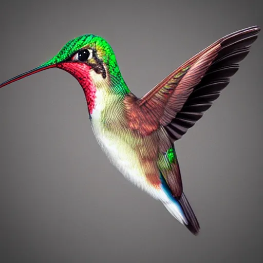 Image similar to muscular hummingbird, unreal engine realistic render, smooth, sharp focus, trending on artstation by artgerm, adams arthur, digital painting, by mike alfred