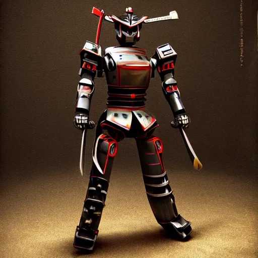 Prompt: samurai robot with a katana, epic, cinematic, award winning