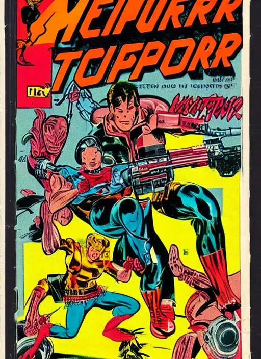 Image similar to vintage comic book cover with terminator