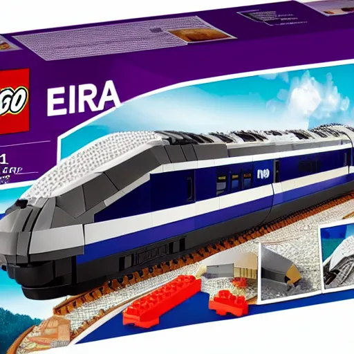 Prompt: tgv from paris, brand new lego set ( 2 0 2 1 ), retail price 4 5 0, ultra realistic, uhd, 8 k - n 9