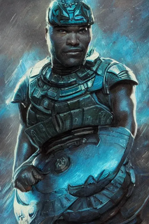 Image similar to movie still of Christopher Judge playing Teal\'c in an episode of Stargate SG-1, a ruggedly handsome hero, intricate, elegant, highly detailed, centered, digital painting, artstation, concept art, smooth, sharp focus, illustration, art by artgerm and donato giancola and Joseph Christian Leyendecker, Ross Tran, WLOP