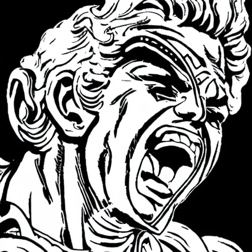 Prompt: apollo screaming face close up coloring pages