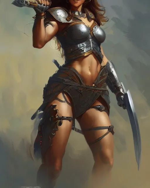 Image similar to beautiful female warrior by Stanley Artgerm Lau, WLOP, Rossdraws, frank frazetta, Andrei Riabovitchev, Marc Simonetti, tranding on artstation