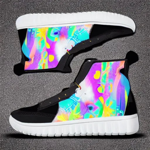 Image similar to Unicorn sneakers designed by Tinker Hatfield, digital art