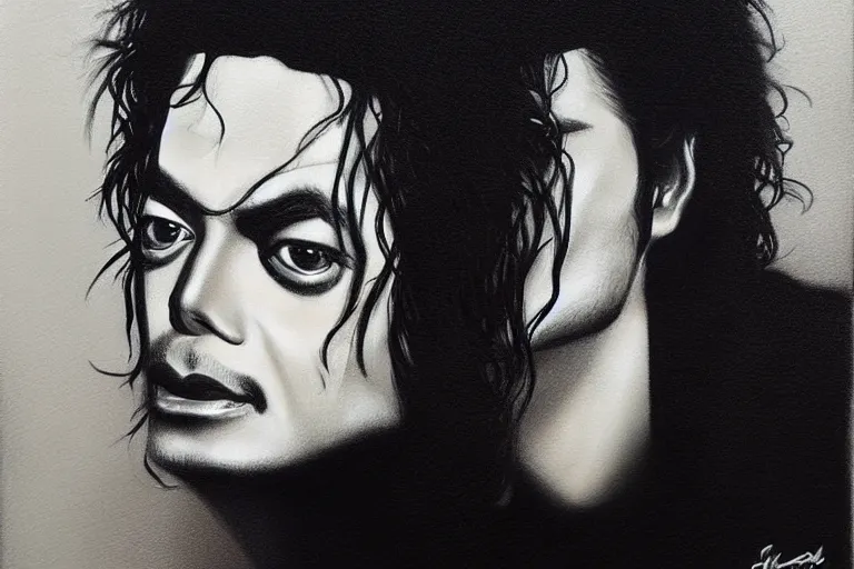 Image similar to michael jackson in the style of casey baugh,