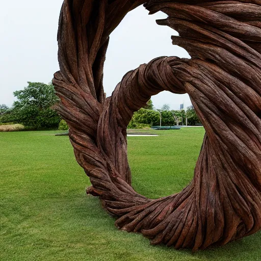 Prompt: sculpture by ursula von rydingsvard shaped like an ouroboros