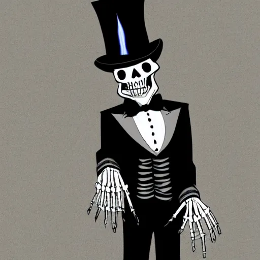 Image similar to skeleton wearing a suit and top hat