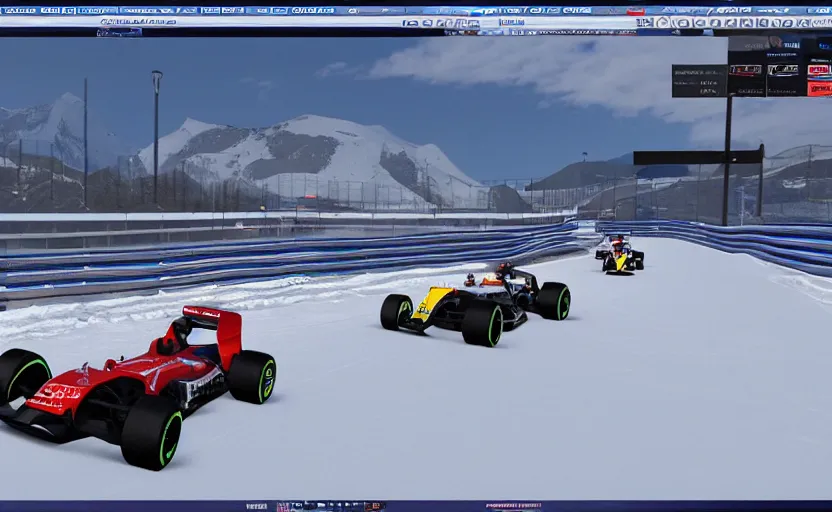 Image similar to f1 car racing on ice in trackmania