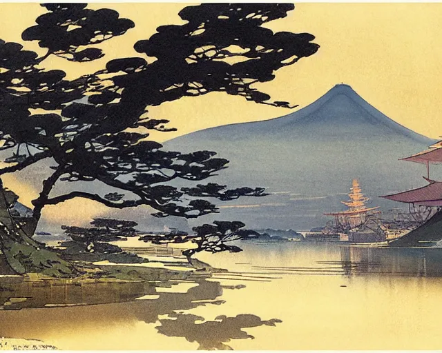 Image similar to artwork by hiroshi yoshida