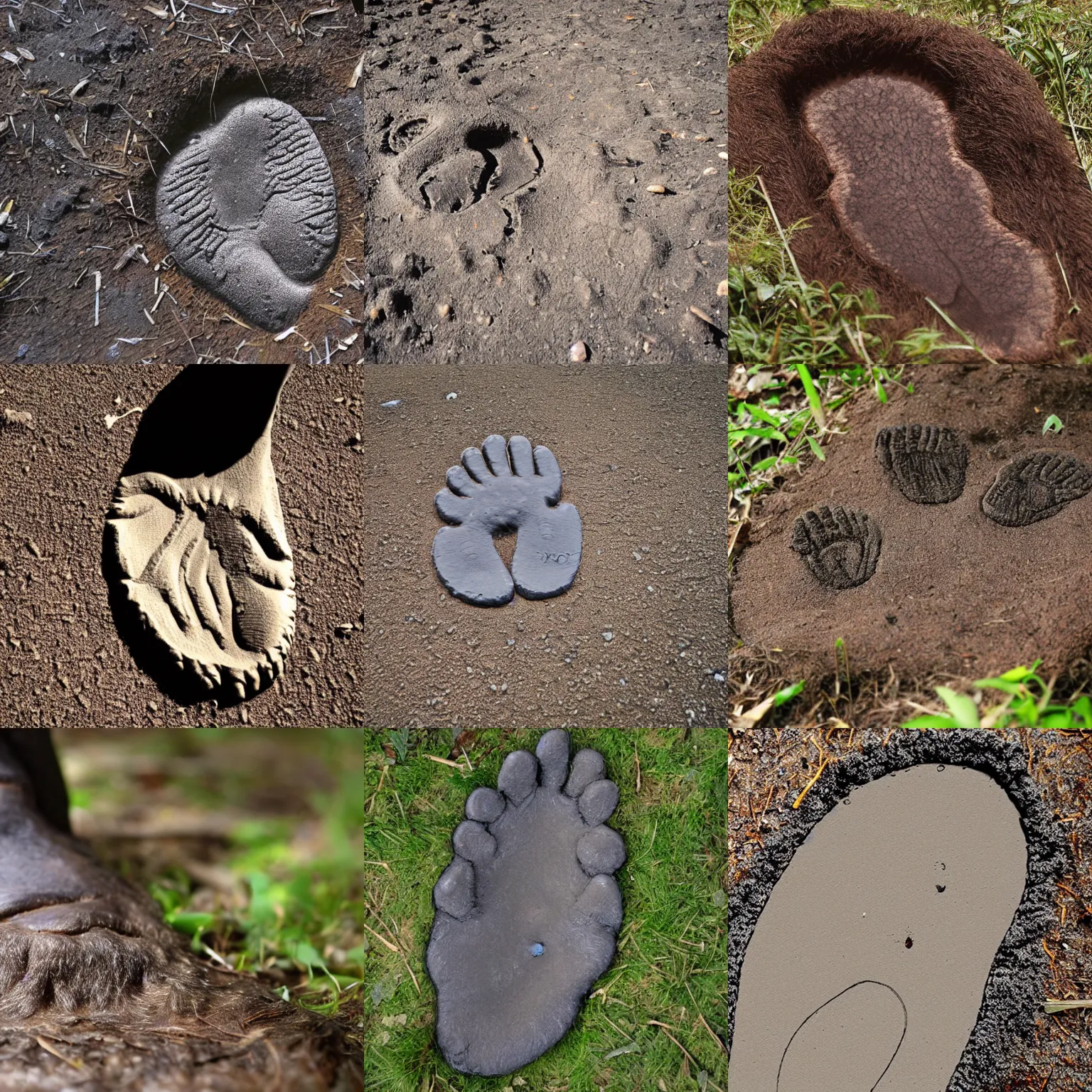 Prompt: footprint of bigfoot