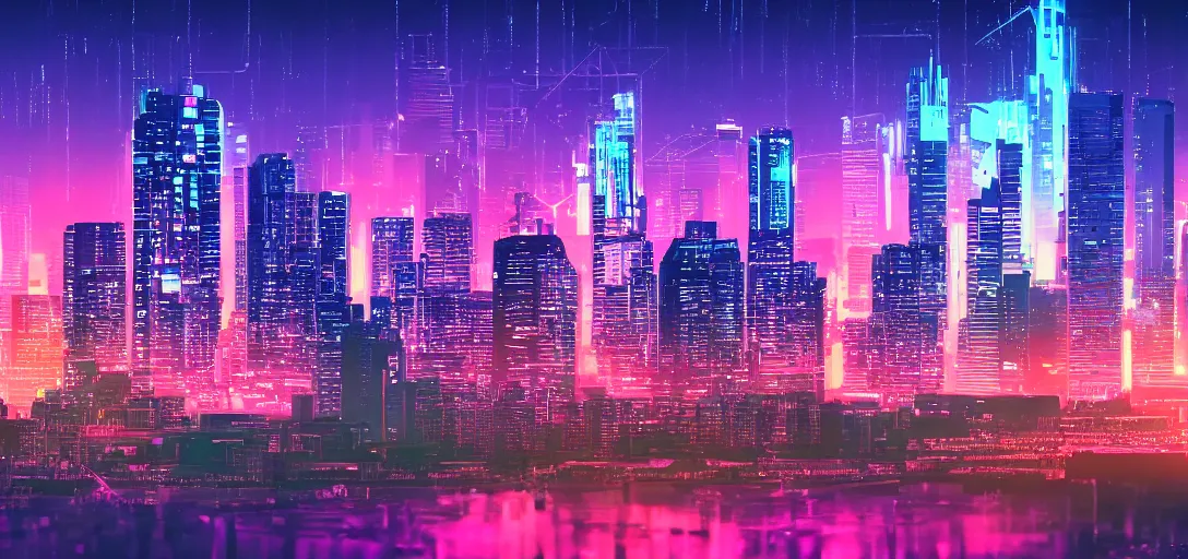 Image similar to synthwave, cityscape, realistic, 8k, high detail, 10 bit colour, hdr