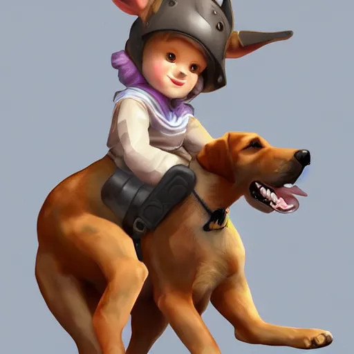 Image similar to a girl riding a giant dog, trending on artstation