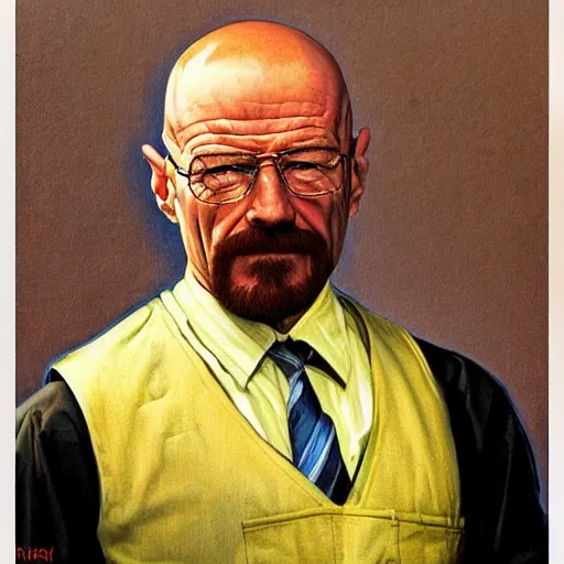 Prompt: Walter White as a painter, artwork by Earl Norem,