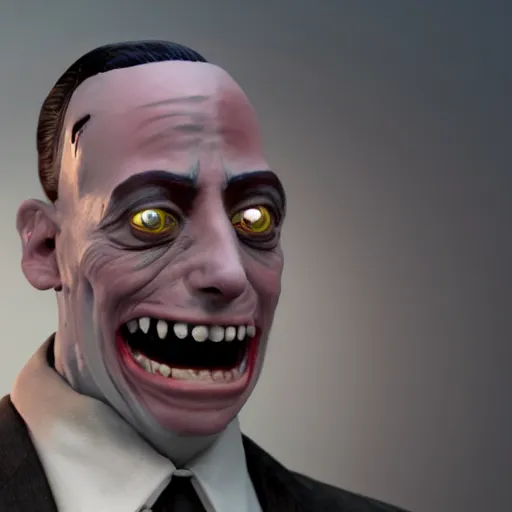 Image similar to pee wee herman as a mad max villain, concept art, octane render, unreal engine 5, highly detailed, high quality, 8 k, soft lighting, realistic face, path traced