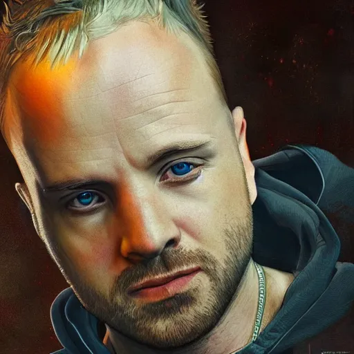 Prompt: jesse pinkman, hyper detailed, digital art, trending in artstation, cinematic lighting, studio quality, smooth render, unreal engine 5 rendered, octane rendered, art style by klimt and nixeu and ian sprigger and wlop and krenz cushart