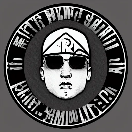 Image similar to eminem, digital art, iconic icon, 2 d vector logo, cartoon, t - shirt design