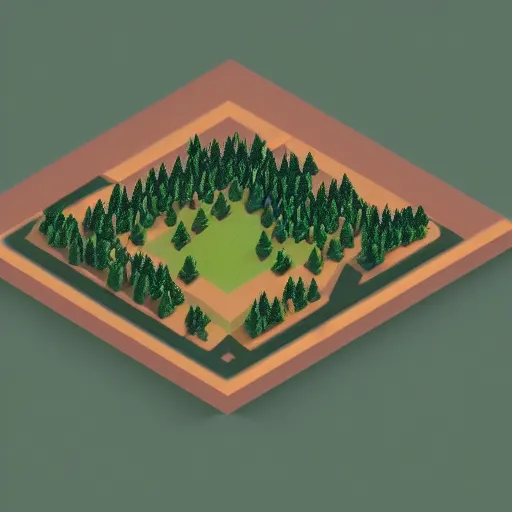 Image similar to an isometric forest top down view Michael Menzel