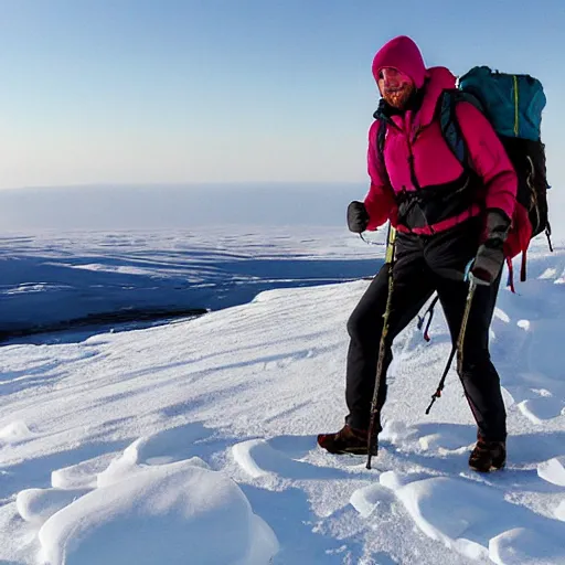 Prompt: trekking in the Halti mountain in the northen Finland, in style of Greg Rutkowski, width 768