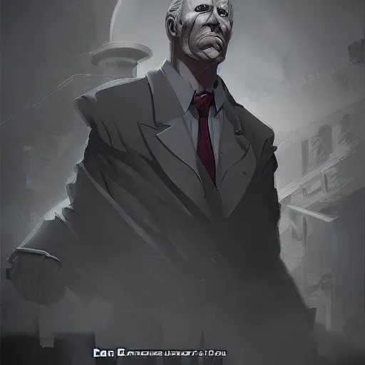 Prompt: dark biden is the spirit that haunts the forgotten city, artstation, cgsociety