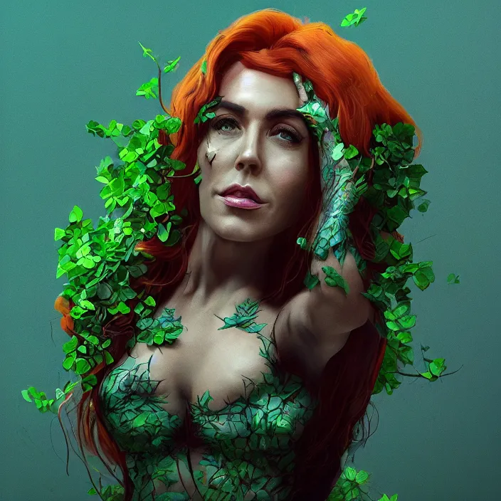 Image similar to portrait of Melanie C as a Poison Ivy. intricate artwork. by Tooth Wu, wlop, beeple, dan mumford. octane render, trending on artstation, greg rutkowski very coherent symmetrical artwork. cinematic, hyper realism, high detail, octane render, 8k