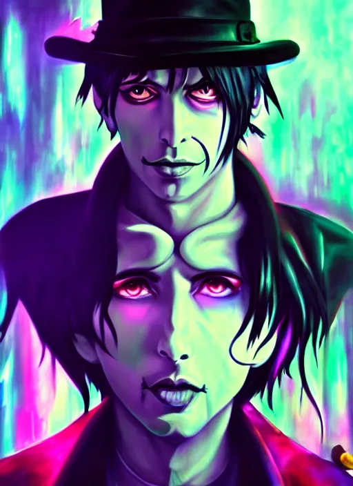 Prompt: photorealistic glamour necro science acrylic painting of salvia divinorum made in abyss, tony montana in a style of cyberpunk, magic glowing blur